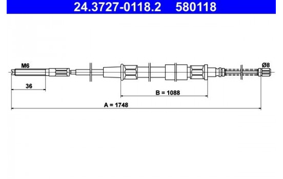 Cable, parking brake 24.3727-0118.2 ATE