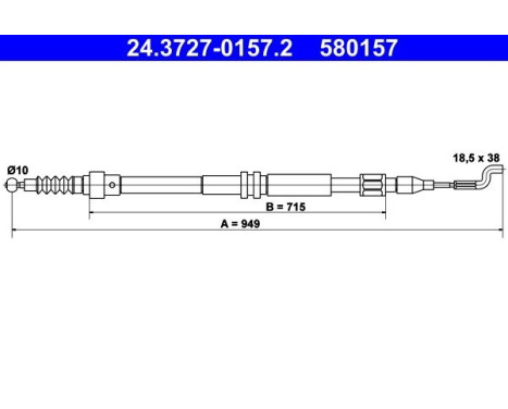 Cable, parking brake 24.3727-0157.2 ATE