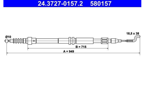 Cable, parking brake 24.3727-0157.2 ATE