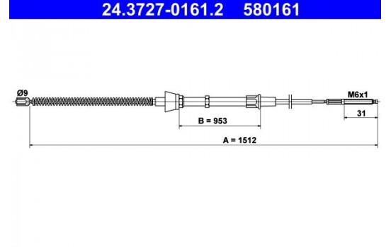 Cable, parking brake 24.3727-0161.2 ATE