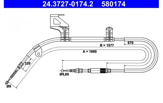 Cable, parking brake 24.3727-0174.2 ATE