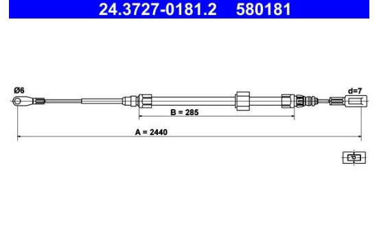 Cable, parking brake 24.3727-0181.2 ATE