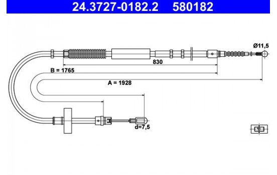Cable, parking brake 24.3727-0182.2 ATE