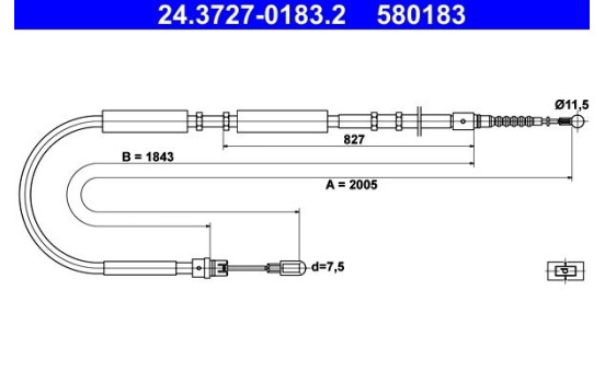 Cable, parking brake 24.3727-0183.2 ATE