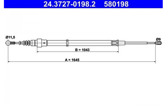 Cable, parking brake 24.3727-0198.2 ATE
