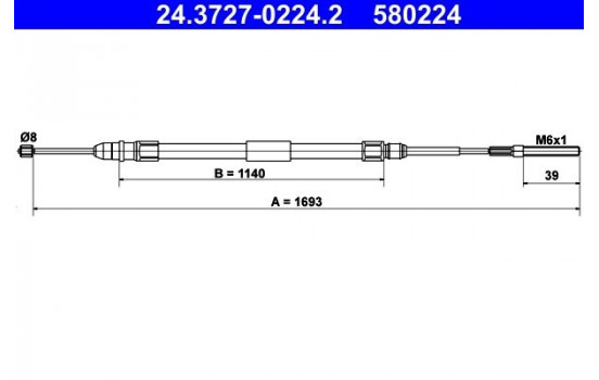 Cable, parking brake 24.3727-0224.2 ATE