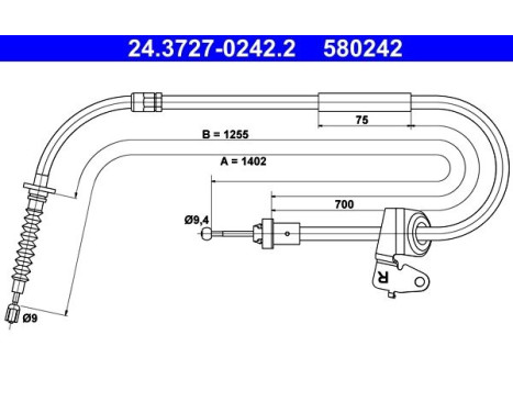 Cable, parking brake 24.3727-0242.2 ATE