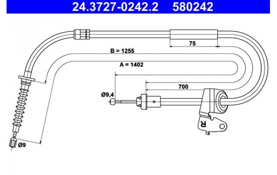 Cable, parking brake 24.3727-0242.2 ATE