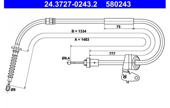 Cable, parking brake 24.3727-0243.2 ATE