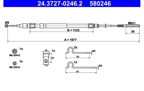 Cable, parking brake 24.3727-0246.2 ATE