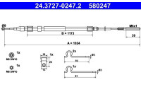 Cable, parking brake 24.3727-0247.2 ATE