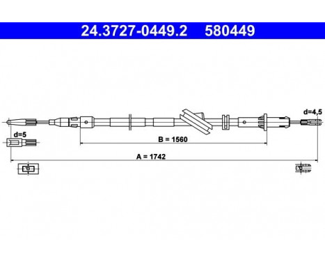 Cable, parking brake 24.3727-0449.2 ATE