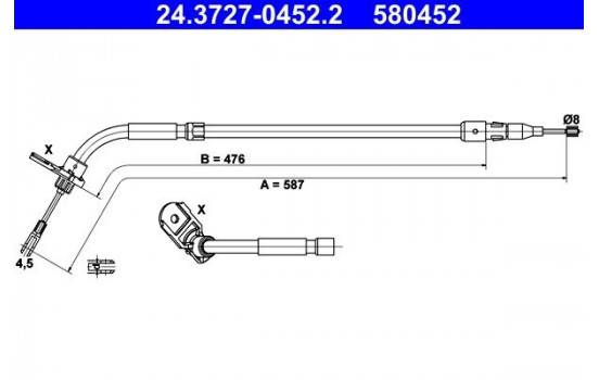 Cable, parking brake 24.3727-0452.2 ATE
