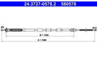 Cable, parking brake 24.3727-0578.2 ATE