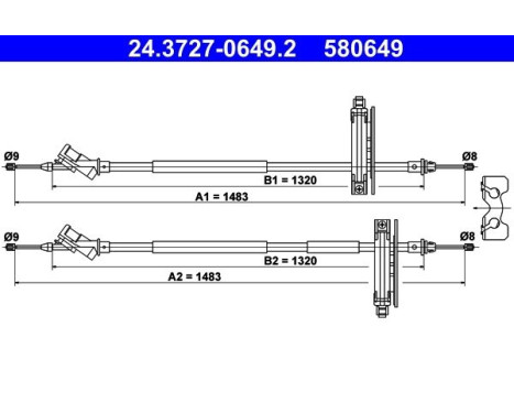 Cable, parking brake 24.3727-0649.2 ATE