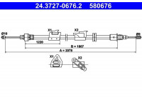 Cable, parking brake 24.3727-0676.2 ATE