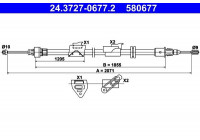 Cable, parking brake 24.3727-0677.2 ATE