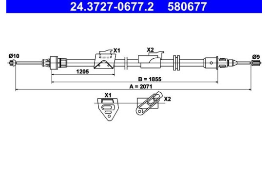 Cable, parking brake 24.3727-0677.2 ATE