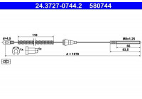 Cable, parking brake 24.3727-0744.2 ATE