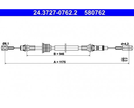 Cable, parking brake 24.3727-0762.2 ATE