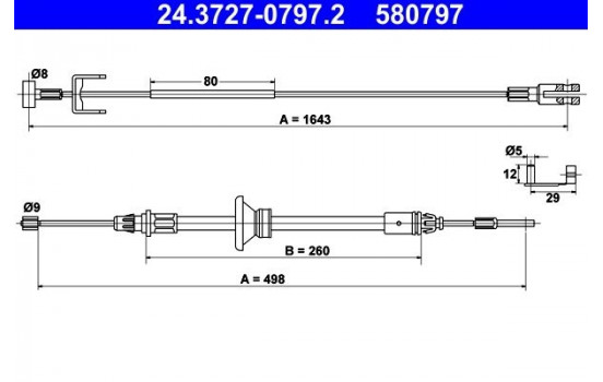 Cable, parking brake 24.3727-0797.2 ATE