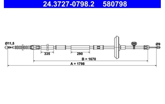 Cable, parking brake 24.3727-0798.2 ATE