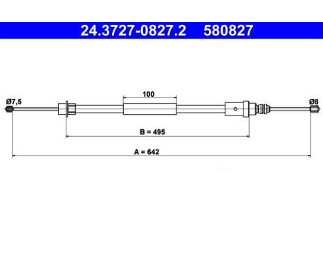 Cable, parking brake 24.3727-0827.2 ATE