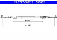 Cable, parking brake 24.3727-0832.2 ATE