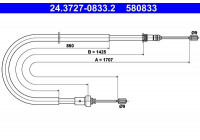 Cable, parking brake 24.3727-0833.2 ATE