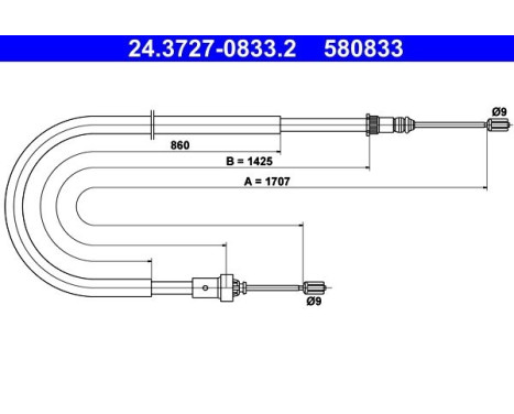 Cable, parking brake 24.3727-0833.2 ATE