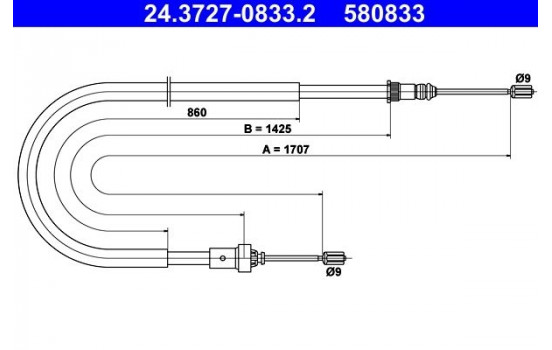 Cable, parking brake 24.3727-0833.2 ATE