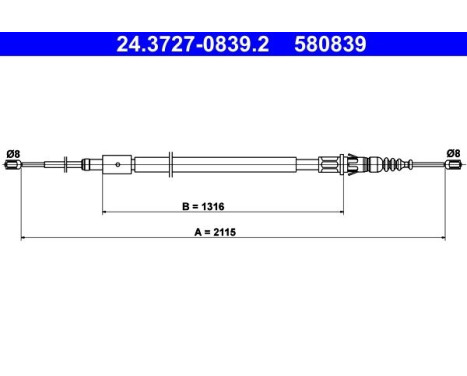 Cable, parking brake 24.3727-0839.2 ATE