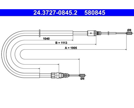 Cable, parking brake 24.3727-0845.2 ATE