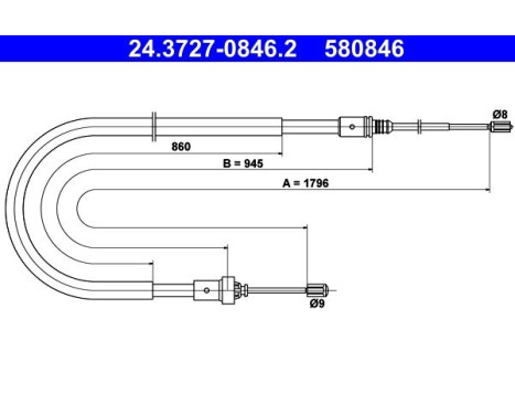 Cable, parking brake 24.3727-0846.2 ATE