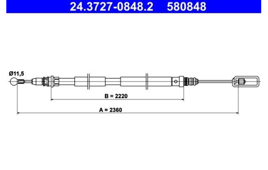 Cable, parking brake 24.3727-0848.2 ATE