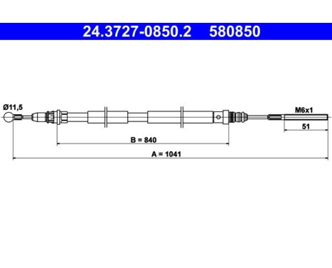 Cable, parking brake 24.3727-0850.2 ATE