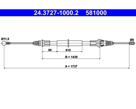 Cable, parking brake 24.3727-1000.2 ATE