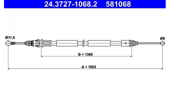 Cable, parking brake 24.3727-1068.2 ATE