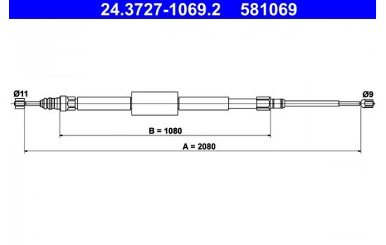 Cable, parking brake 24.3727-1069.2 ATE