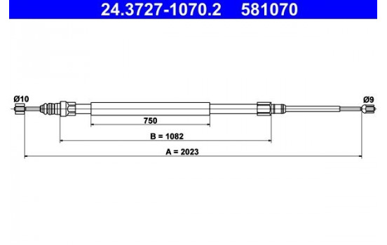 Cable, parking brake 24.3727-1070.2 ATE