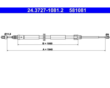Cable, parking brake 24.3727-1081.2 ATE