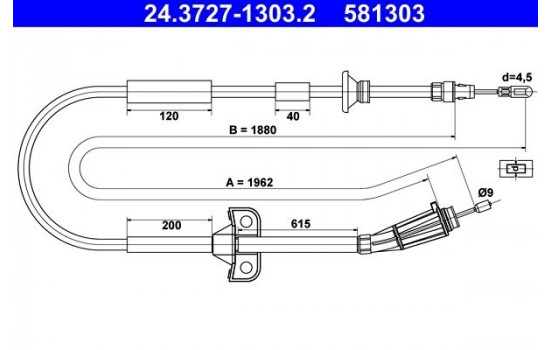 Cable, parking brake 24.3727-1303.2 ATE