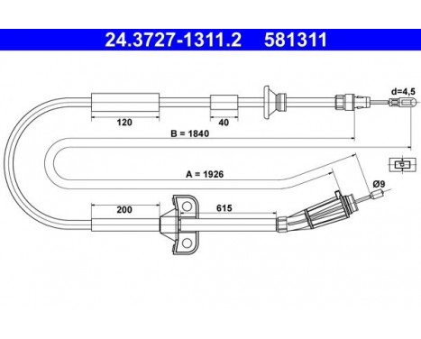 Cable, parking brake 24.3727-1311.2 ATE