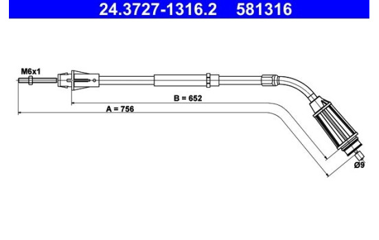 Cable, parking brake 24.3727-1316.2 ATE