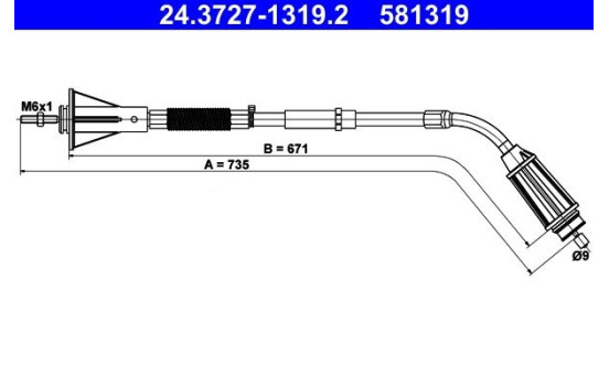 Cable, parking brake 24.3727-1319.2 ATE
