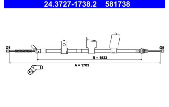 Cable, parking brake 24.3727-1738.2 ATE