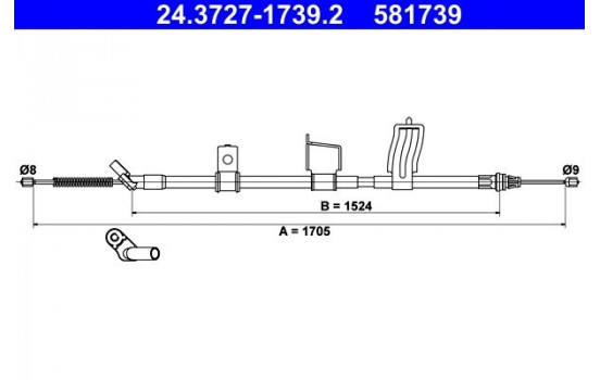 Cable, parking brake 24.3727-1739.2 ATE