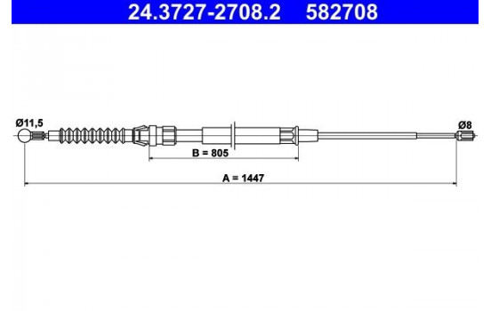 Cable, parking brake 24.3727-2708.2 ATE