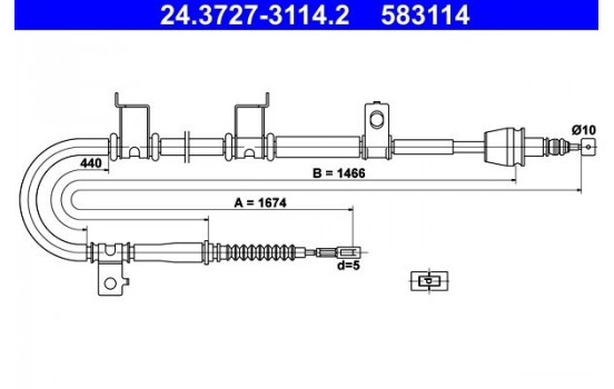 Cable, parking brake 24.3727-3114.2 ATE