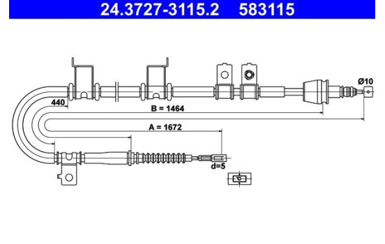 Cable, parking brake 24.3727-3115.2 ATE